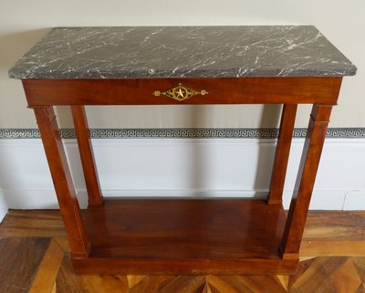 Console d'époque Consulat en acajou et bronze doré au mercure