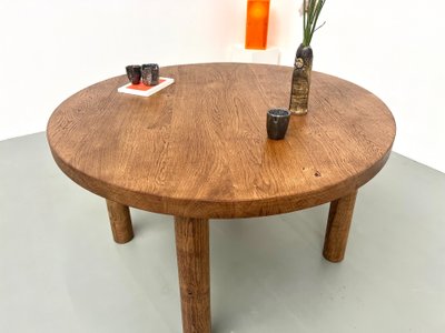 Circular solid oak dining table, circa 1950