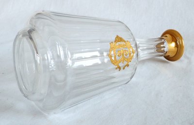 Caraffa per liquore in cristallo Baccarat dorata con oro fino, monogramma CB