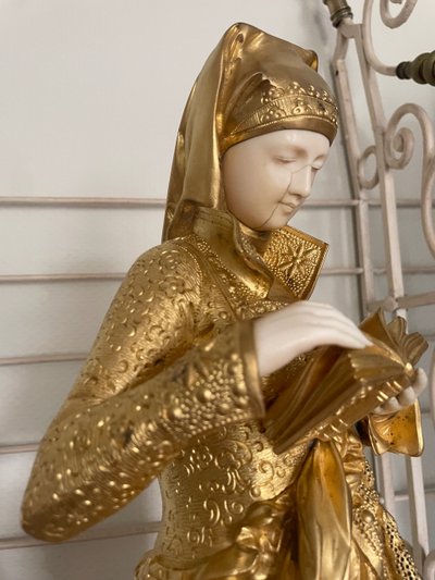 The Reader by Carrier - Beautiful Gilt Bronze in Elephantine Crisis