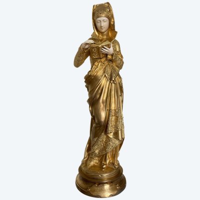 La Liseuse Par Carrier - Belleuse Bronze Doré En Crise éléphantine