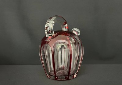 Red Lined Crystal Liqueur Service (Attributed to St Louis)