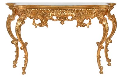 Console avec miroir en bois doré 