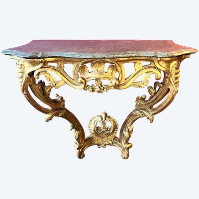 Console en bois doré, époque Louis XV