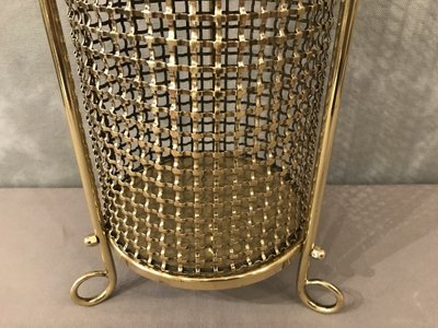 Woven brass and wire mesh wastepaper basket circa 1940