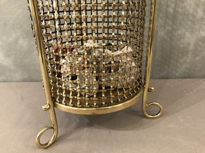 Woven brass and wire mesh wastepaper basket circa 1940