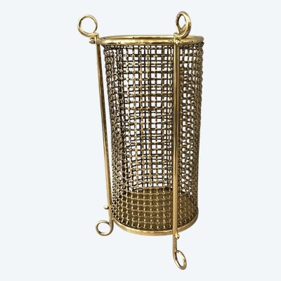 Woven brass and wire mesh wastepaper basket circa 1940