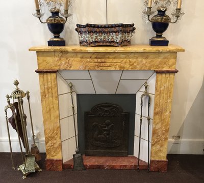 Beautiful small decorative fireplace in painted wood from the end of the 19th century