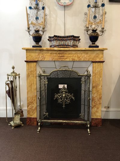 Beautiful small decorative fireplace in painted wood from the end of the 19th century