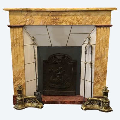 Beautiful small decorative fireplace in painted wood from the end of the 19th century