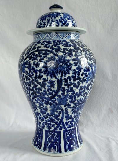 Coppia di grandi vasi in porcellana Hue Blue - Cina - 44cm