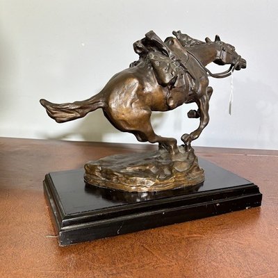 Ancient Bronze Horse Sculpture – “The Charge” early 1900s. Size 46 x 27 cm