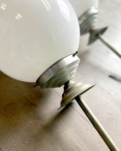 Pair of opaline pendant lights