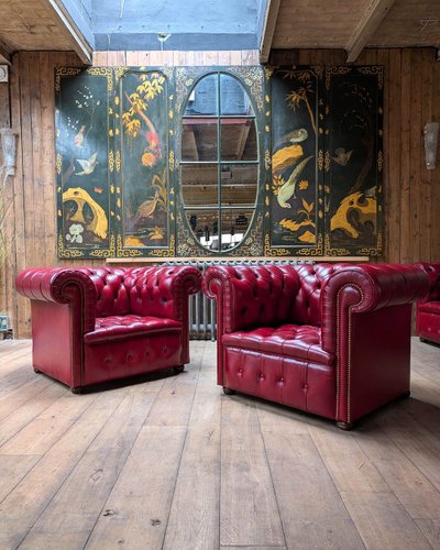 Red Chesterfield living room