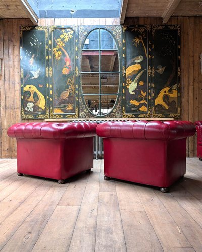 Red Chesterfield living room