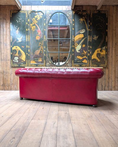 Red Chesterfield living room