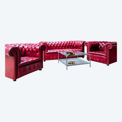 Red Chesterfield living room