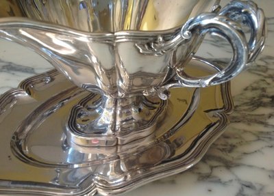 Louis XV Style Navette-Shaped Solid Silver Sauce Boat