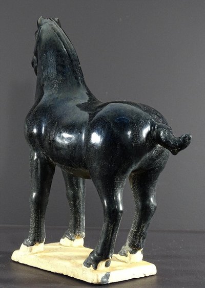 China, 1960s/1970s, Glazed Earthenware Sculpture Depicting a Horse in the Tang Dynasty Style.