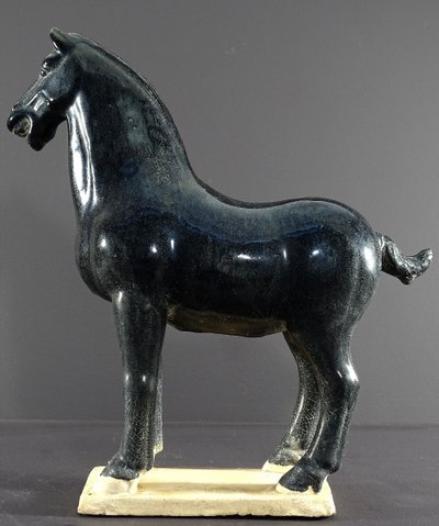 China, 1960s/1970s, Glazed Earthenware Sculpture Depicting a Horse in the Tang Dynasty Style.