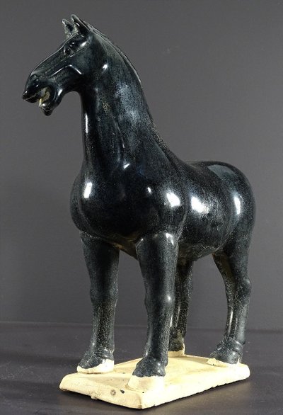 China, 1960s/1970s, Glazed Earthenware Sculpture Depicting a Horse in the Tang Dynasty Style.