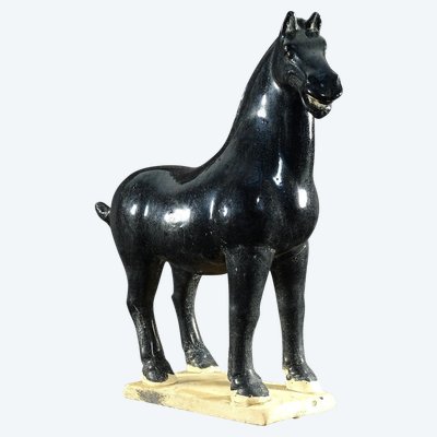 China, 1960s/1970s, Glazed Earthenware Sculpture Depicting a Horse in the Tang Dynasty Style.