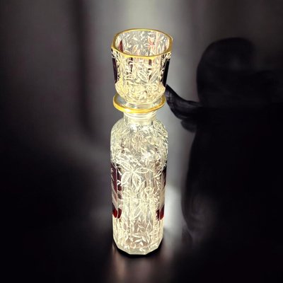 BOHEMIAN GLASS BOTTLE AND ITS CUP VON KÜLLINGEN 1808 20 CM HIGH