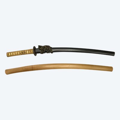 Kurzes japanisches Schwert, Wakizashi in Shirasaya, signiert, mit Koshirae, Japan, Edo-Zeit (1603-1868)  