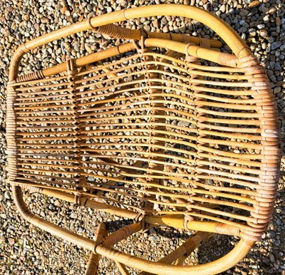 Pair of rattan armchairs with armrests from the 60s and 70s