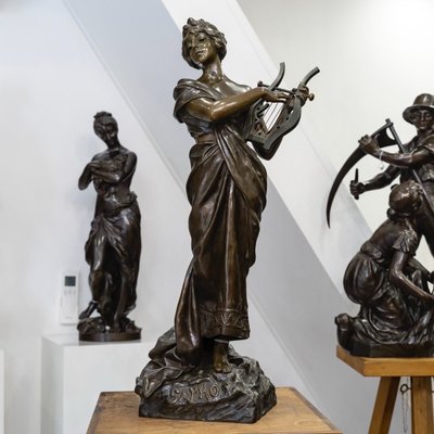 Scultura - Saffo, Emmanuel Villanis (1858-1914) - Bronzo