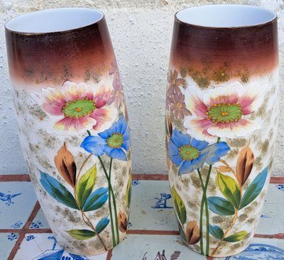 Paire de vases en opaline époque 19ème