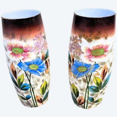 Paire de vases en opaline époque 19ème