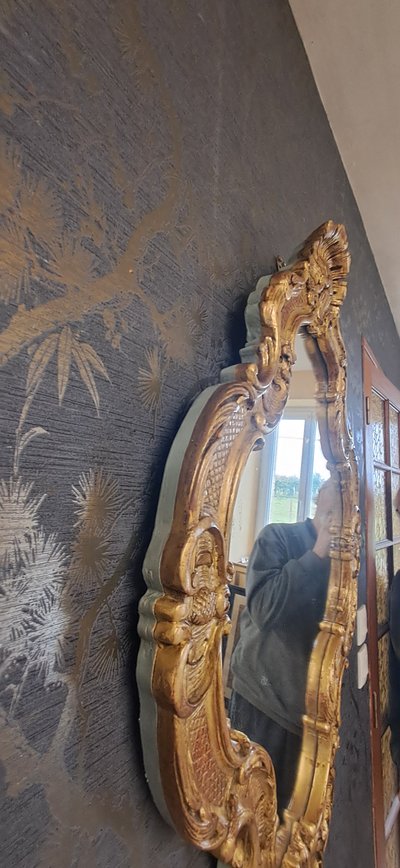 Mid-20th century mirror, gilded wood, 95 x 67