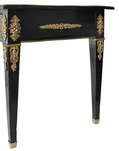 Louis XVI style black lacquered flat desk