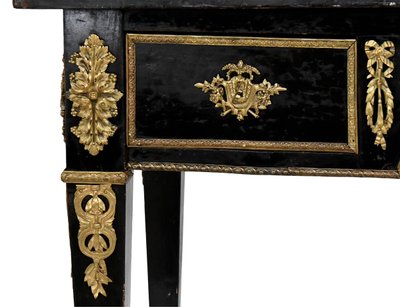 Louis XVI style black lacquered flat desk