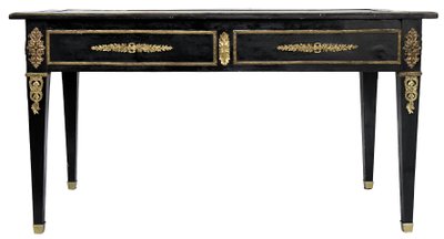 Louis XVI style black lacquered flat desk