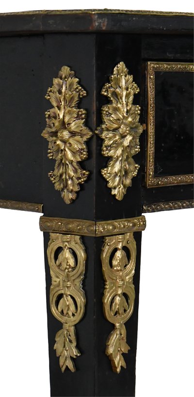 Louis XVI style black lacquered flat desk