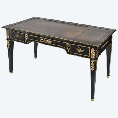 Louis XVI style black lacquered flat desk