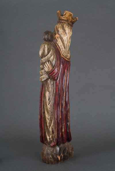 Vierge à l'Enfant Bois sculpté polychrome Milieu XXe Taille importante