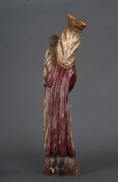 Virgin and Child Polychrome carved wood Mid-20th century Large size