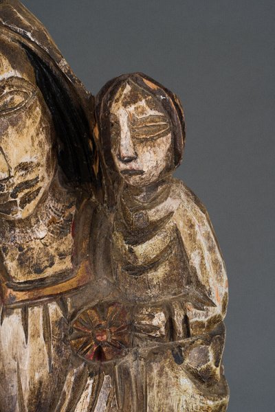 Vierge à l'Enfant Bois sculpté polychrome Milieu XXe Taille importante