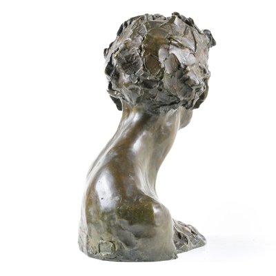 Jeune Faune – Buste en Bronze par Alfredo Pina (1883–1966), Fonte d'Arthur Goldscheider, Paris