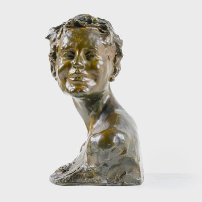 Jeune Faune – Buste en Bronze par Alfredo Pina (1883–1966), Fonte d'Arthur Goldscheider, Paris