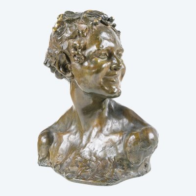 Young Faun – Bronze Bust by Alfredo Pina (1883–1966), Cast by Arthur Goldscheider, Paris