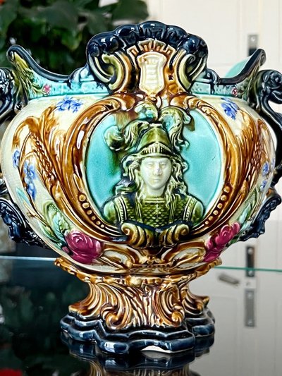 Cache Pot En Barbotine Polychrome - Fin XIXe Début XXe siècle - Faïence Jardinière