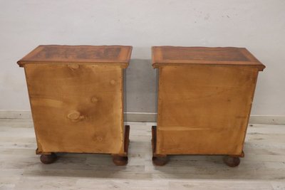 Tables De Chevet En Placage De Noyer, Set De 2