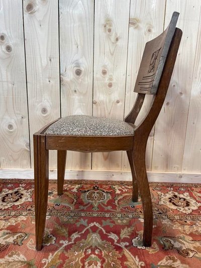 6 Chairs Art Deco era in solid oak