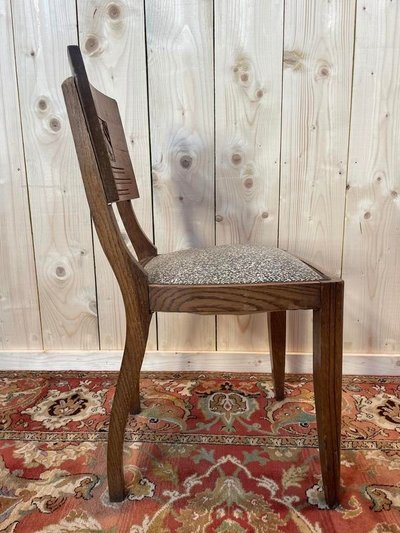 6 Chairs Art Deco era in solid oak