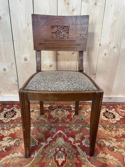 6 Chairs Art Deco era in solid oak