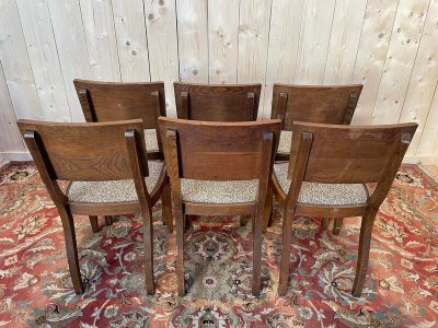 6 Chairs Art Deco era in solid oak